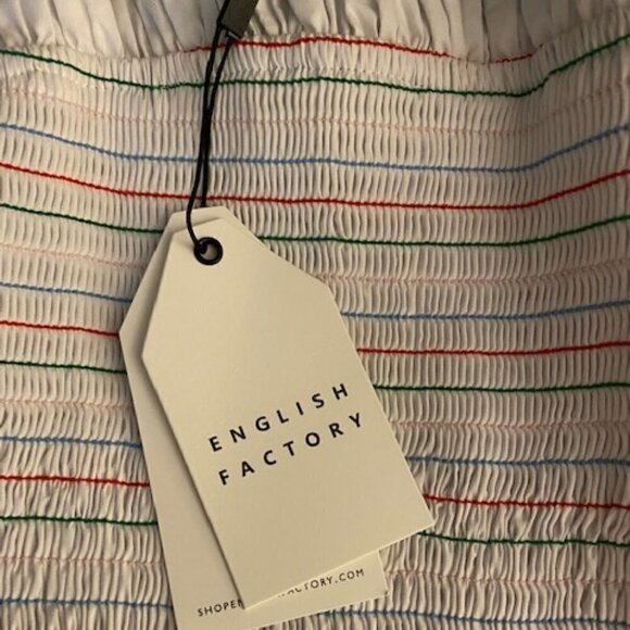 NWT English Factory White Smocked Dress XSmall - Picture 2 of 7